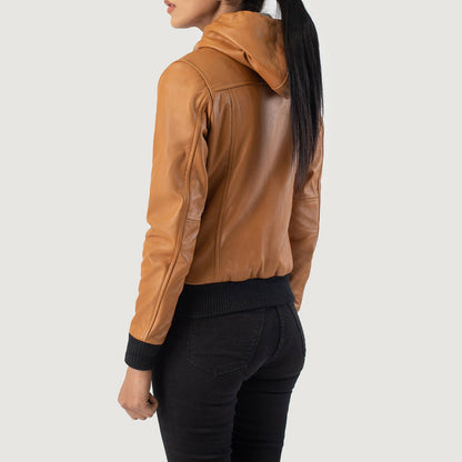 Bravo Bros. Women’s Brown Hooded Leather Bomber Jacket – Timeless Urban Style