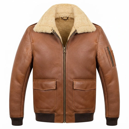 Men’s Aviator Camel Brown A2 Shearling Bomber
