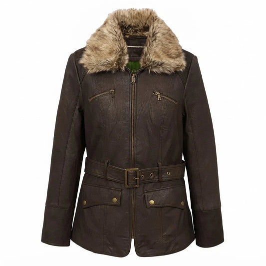 Women’s Dark Brown Shearling Leather Jacket