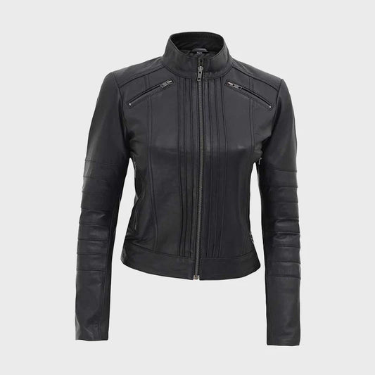 Bergamo Women’s Black Slim Fit Leather Jacket