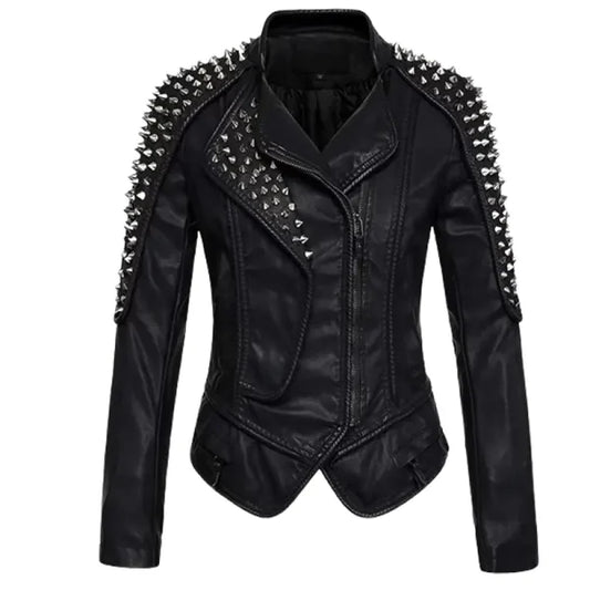 Women’s Punk Studded Leather Jacket