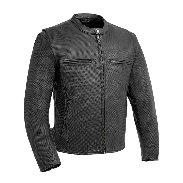 Turbine Men’s Perforated Motorcycle Leather Jacket