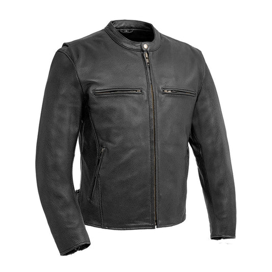 Turbine Men’s Perforated Motorcycle Leather Jacket