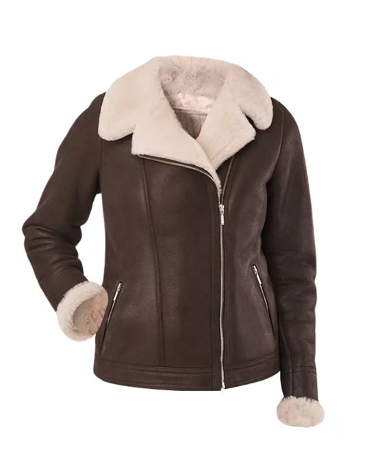 Women’s Brown B3 RAF Aviator Shearling Jacket