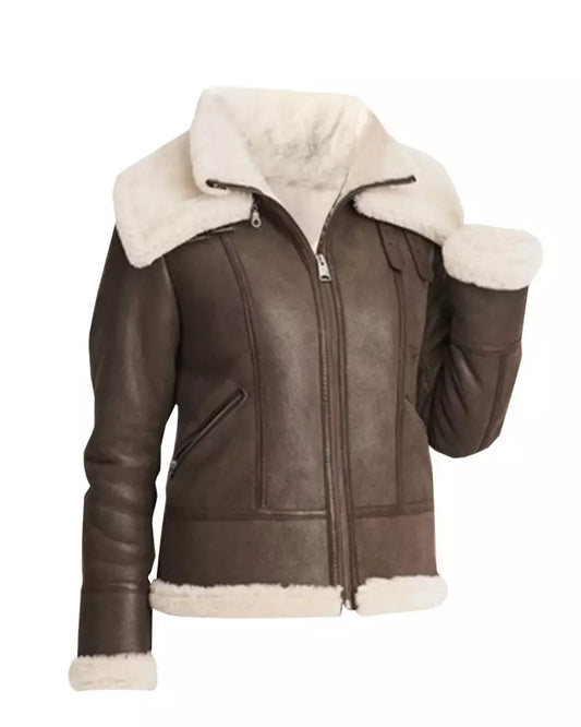 Women’s Brown Shearling Leather Jacket