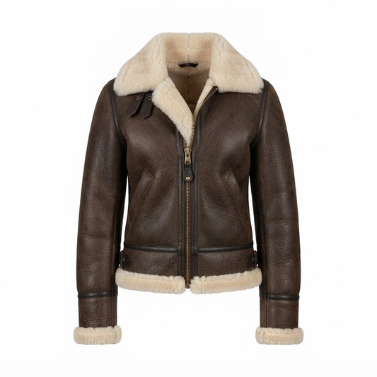 Women’s Aviator Fur Leather Jacket