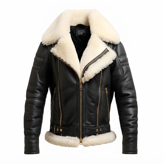 Women’s Black B3 Shearling Sheepskin Leather Jacket