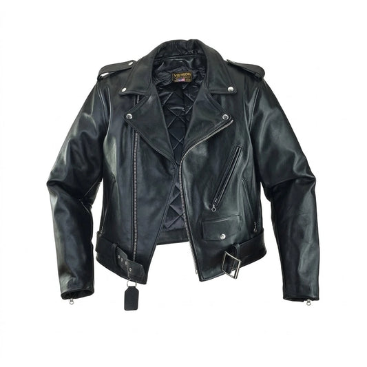 Women’s Black Café Racer Leather Biker Jacket