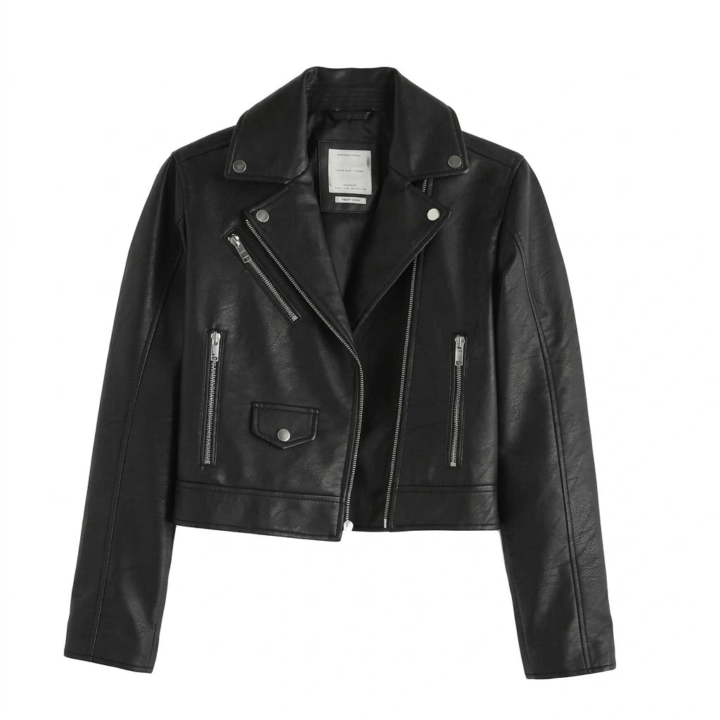 Women’s Black Sheepskin Biker Leather Jacket