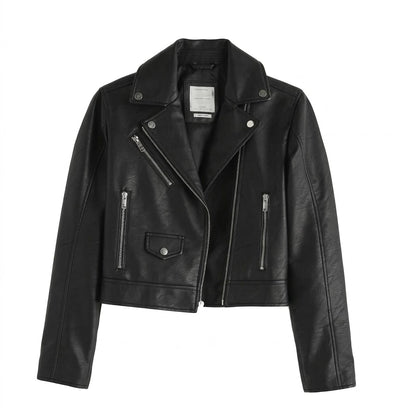 Women’s Black Sheepskin Biker Leather Jacket