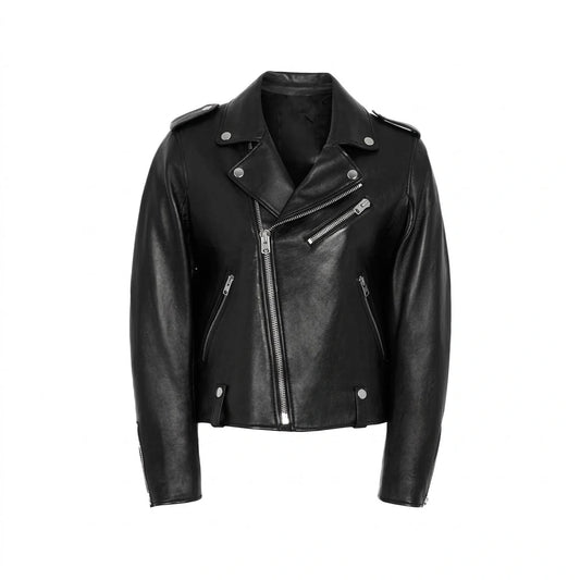 Women’s Black Sheepskin Biker Leather Jacket