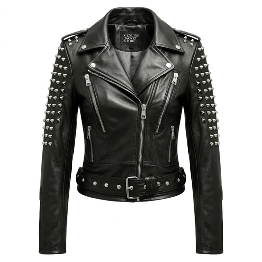 Women’s Black Studded Leather Jacket