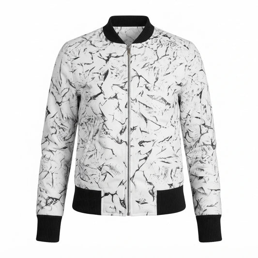 Women’s Donna Blake White Leather Bomber Jacket
