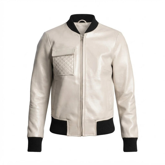 Women’s Lana Silver Leather Bomber Jacket