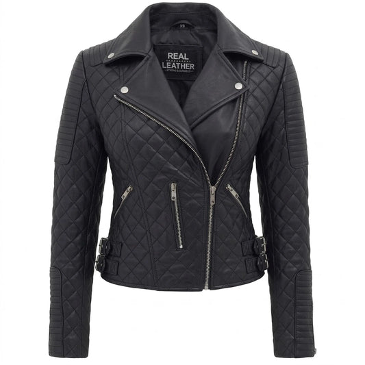 Women’s Black Leather Biker Jacket