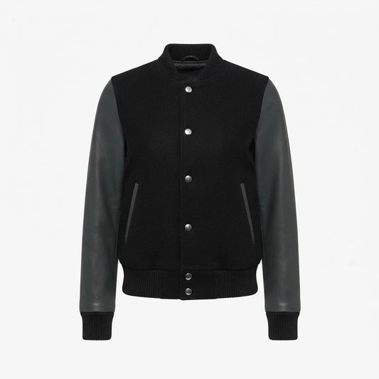 Women’s Savant Green & Black Hybrid Varsity Jacket