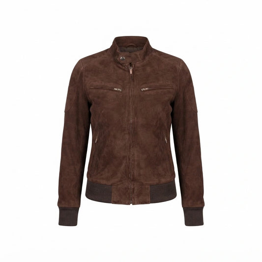 Women’s Zenna Mocha Suede Bomber Jacket