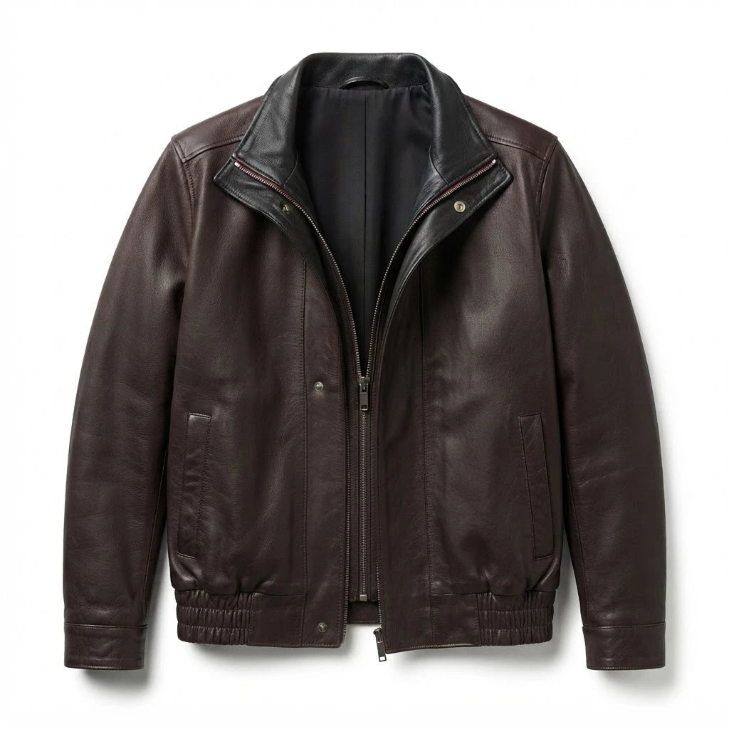Alfred Maroon Leather Bomber Jacket