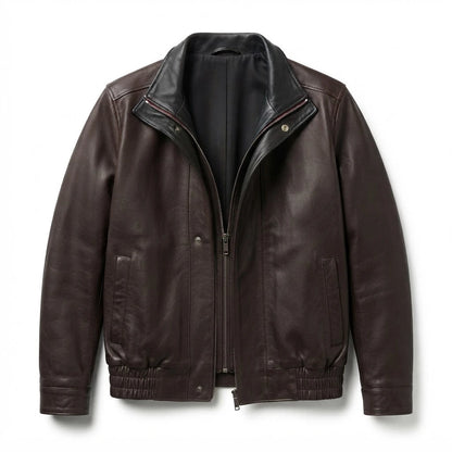 Alfred Maroon Leather Bomber Jacket