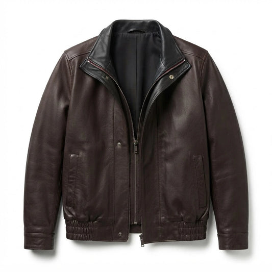 Alfred Maroon Leather Bomber Jacket
