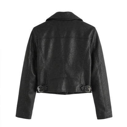 Women’s Black Sheepskin Biker Leather Jacket